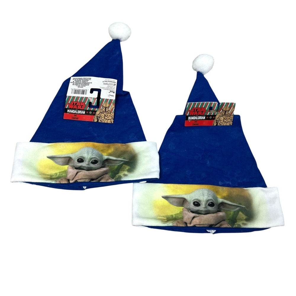 Star Wars The Mandalorian Blue Santa Christmas Hat Grogu Baby Yoda Set of 2